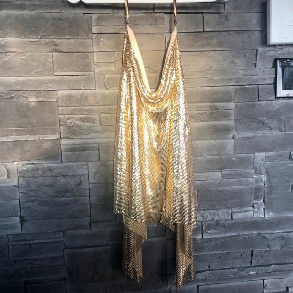 Marciano Tops - Marciano gold chainmail halter top